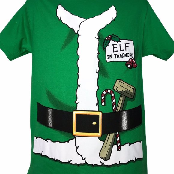 NWT Fruit of the Loom Graphic Elf in Training Christmas Holiday T-Shirt Tee M - Picture 3 of 8